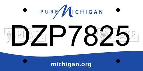 DZP7825 Michigan License Plate