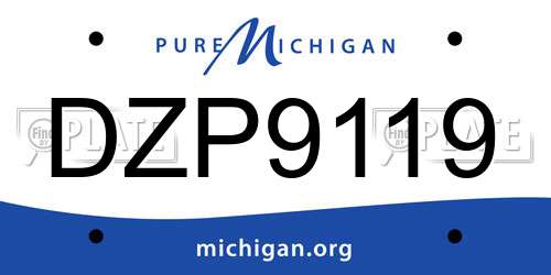 DZP9119 Michigan License Plate