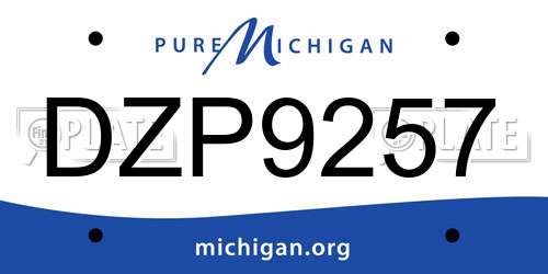 DZP9257 Michigan License Plate