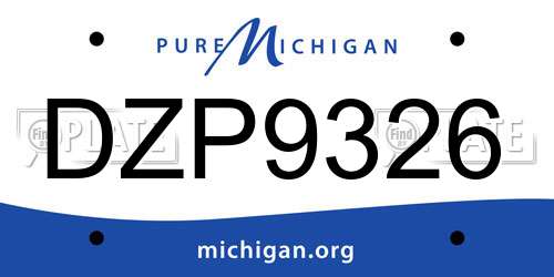 DZP9326 Michigan License Plate