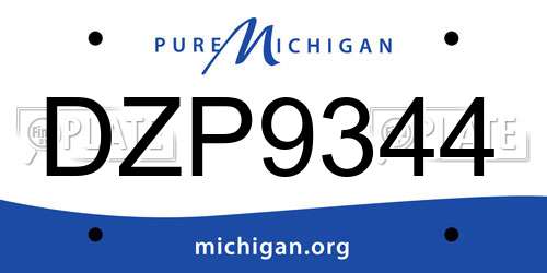 DZP9344 Michigan License Plate