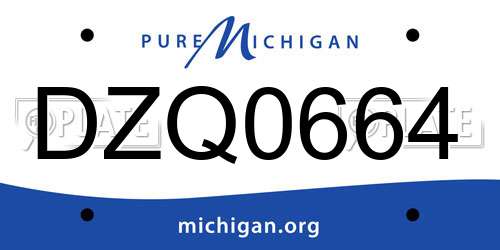 DZQ0664 Michigan License Plate