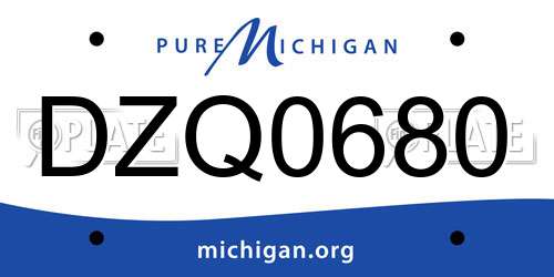 DZQ0680 Michigan License Plate