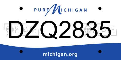 DZQ2835 Michigan License Plate