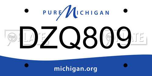 DZQ809 Michigan License Plate