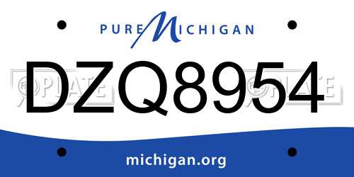 DZQ8954 Michigan License Plate