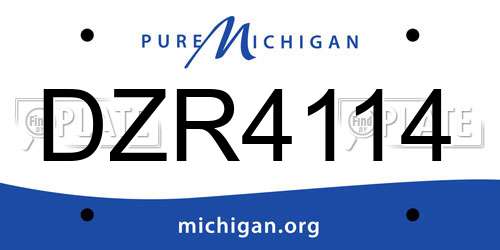 DZR4114 Michigan License Plate