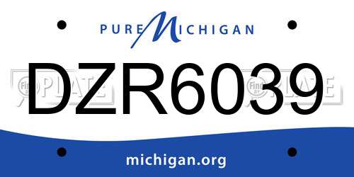 DZR6039 Michigan License Plate