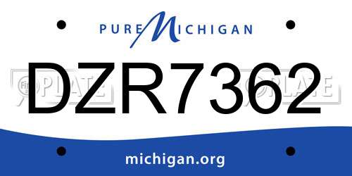 DZR7362 Michigan License Plate