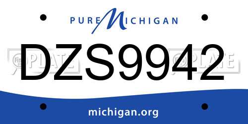 DZS9942 Michigan License Plate