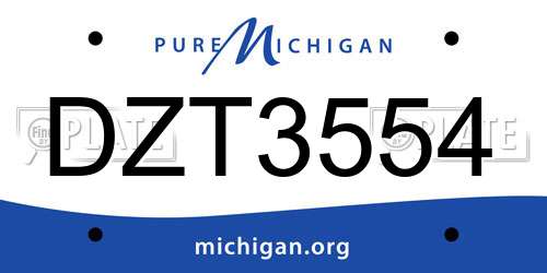 DZT3554 Michigan License Plate