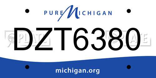 DZT6380 Michigan License Plate