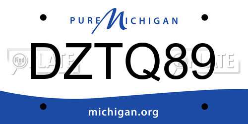 DZTQ89 Michigan License Plate