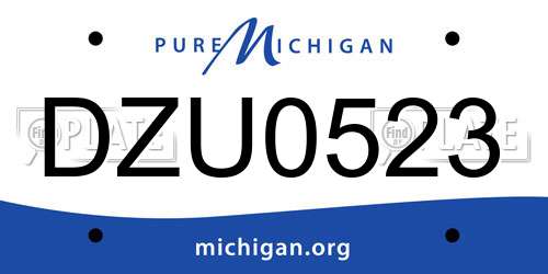DZU0523 Michigan License Plate