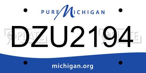 DZU2194 Michigan License Plate