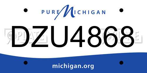 DZU4868 Michigan License Plate