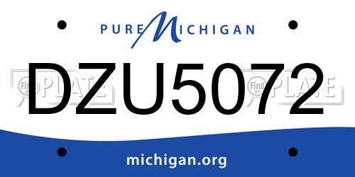 DZU5072 Michigan License Plate