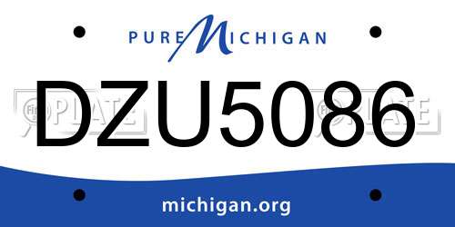 DZU5086 Michigan License Plate