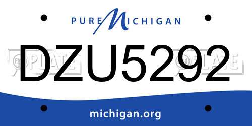 DZU5292 Michigan License Plate