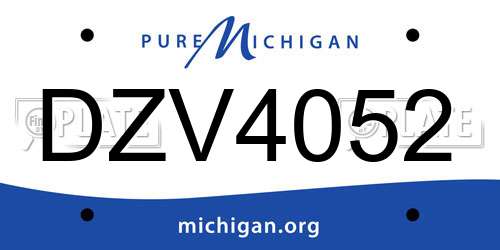 DZV4052 Michigan License Plate