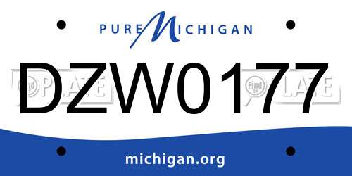 DZW0177 Michigan License Plate