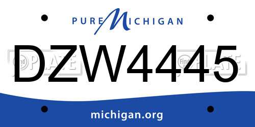 DZW4445 Michigan License Plate