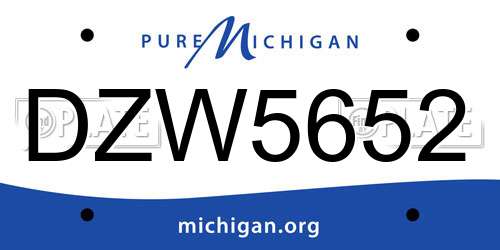 DZW5652 Michigan License Plate