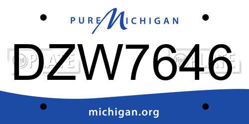 DZW7646 Michigan License Plate