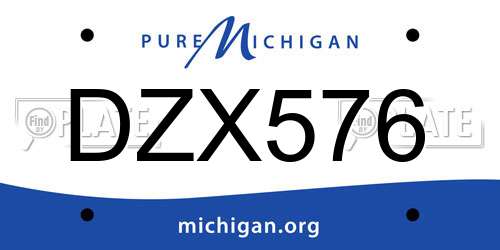 DZX576 Michigan License Plate