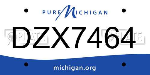 DZX7464 Michigan License Plate