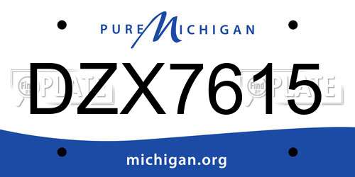 DZX7615 Michigan License Plate
