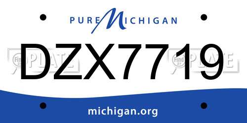 DZX7719 Michigan License Plate