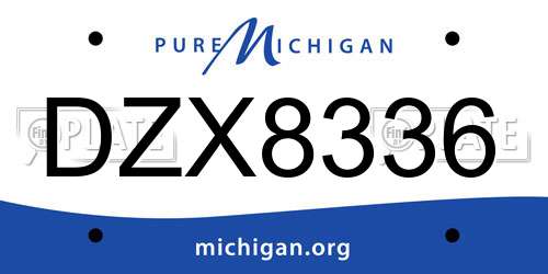 DZX8336 Michigan License Plate