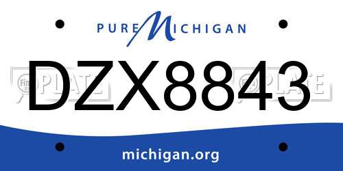 DZX8843 Michigan License Plate