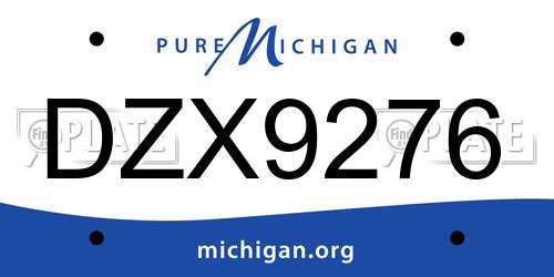DZX9276 Michigan License Plate