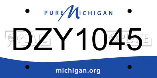 DZY1045 Michigan License Plate
