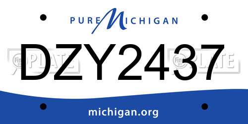DZY2437 Michigan License Plate
