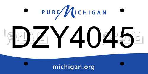 DZY4045 Michigan License Plate
