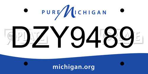 DZY9489 Michigan License Plate