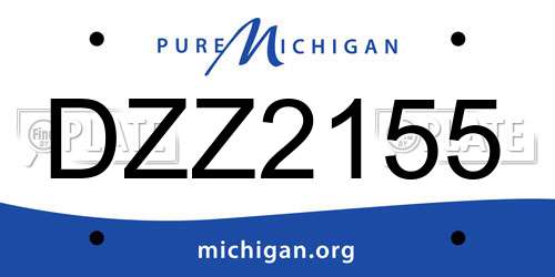 DZZ2155 Michigan License Plate