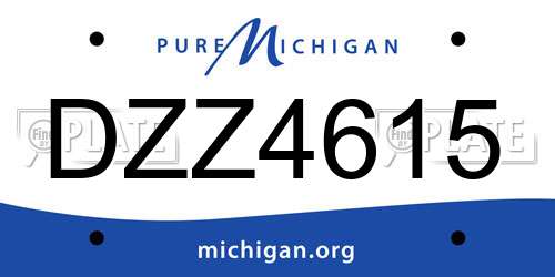 DZZ4615 Michigan License Plate