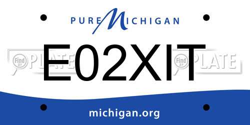 E02XIT Michigan License Plate