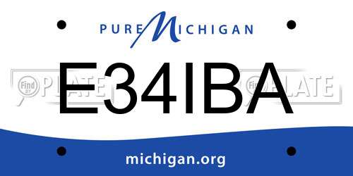 E34IBA Michigan License Plate