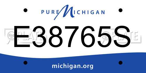 E38765S Michigan License Plate