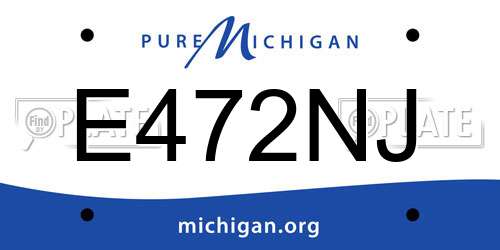 E472NJ Michigan License Plate