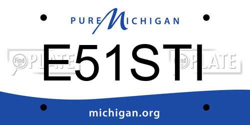 E51STI Michigan License Plate