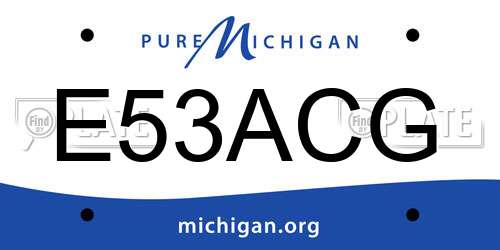 E53ACG Michigan License Plate