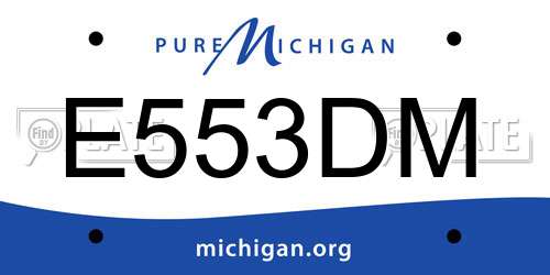 E553DM Michigan License Plate