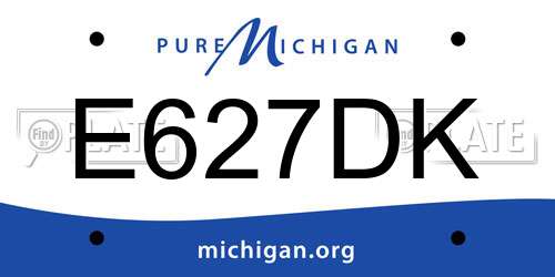E627DK Michigan License Plate
