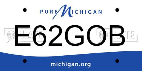 E62GOB Michigan License Plate